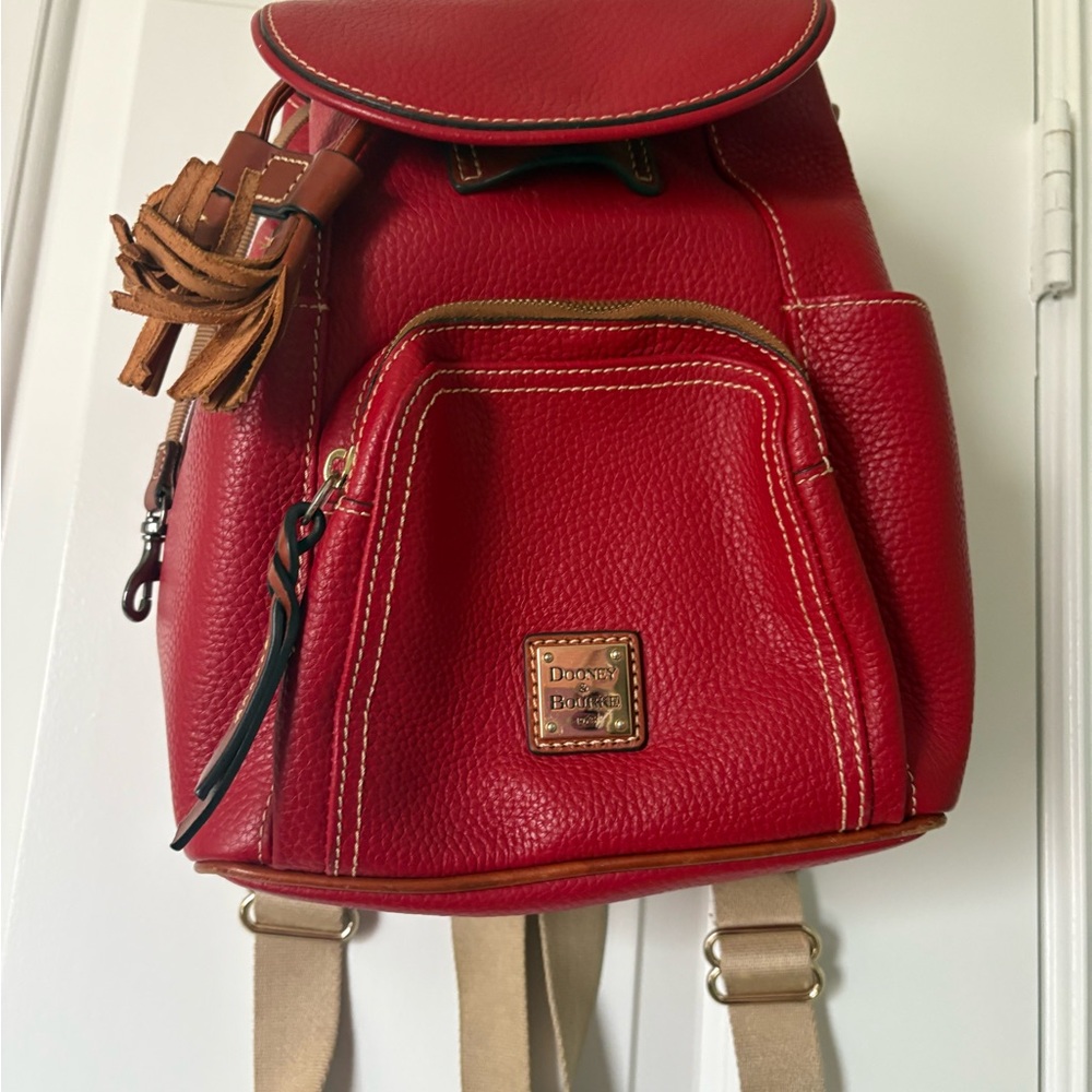 Dooney & Bourke Red and Tan Leather Backpack